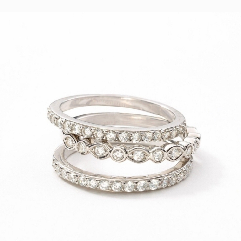 Triple Glam 3 Ring Set by Touchstone Crystal Size 8